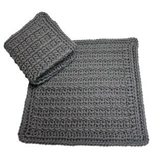 Pair of Crochet Dishcloths Cotton Yarn Heavy Duty Handcrafted Handmade by Seller